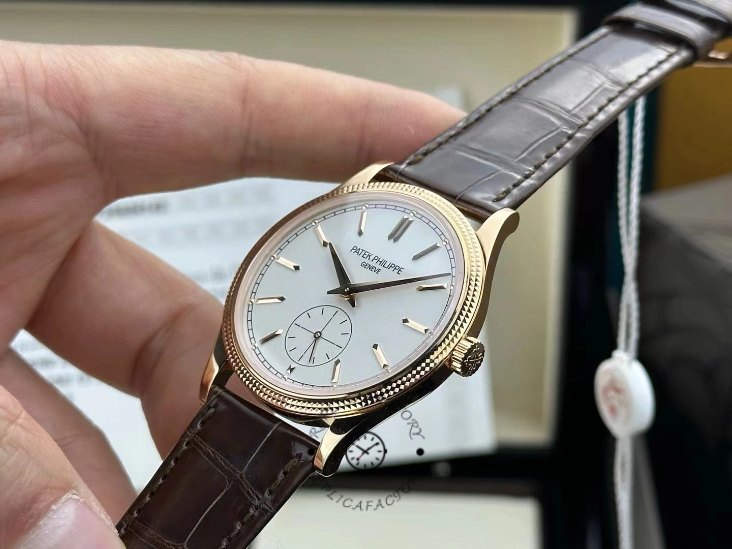 Patek Philippe Calatrava Small Seconds White Dial Leather Strap 6119R 001 Watch