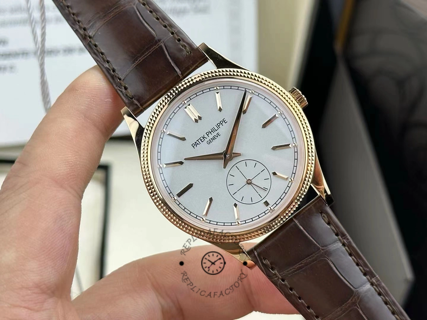 Patek Philippe Calatrava Small Seconds White Dial Leather Strap 6119R 001 Watch