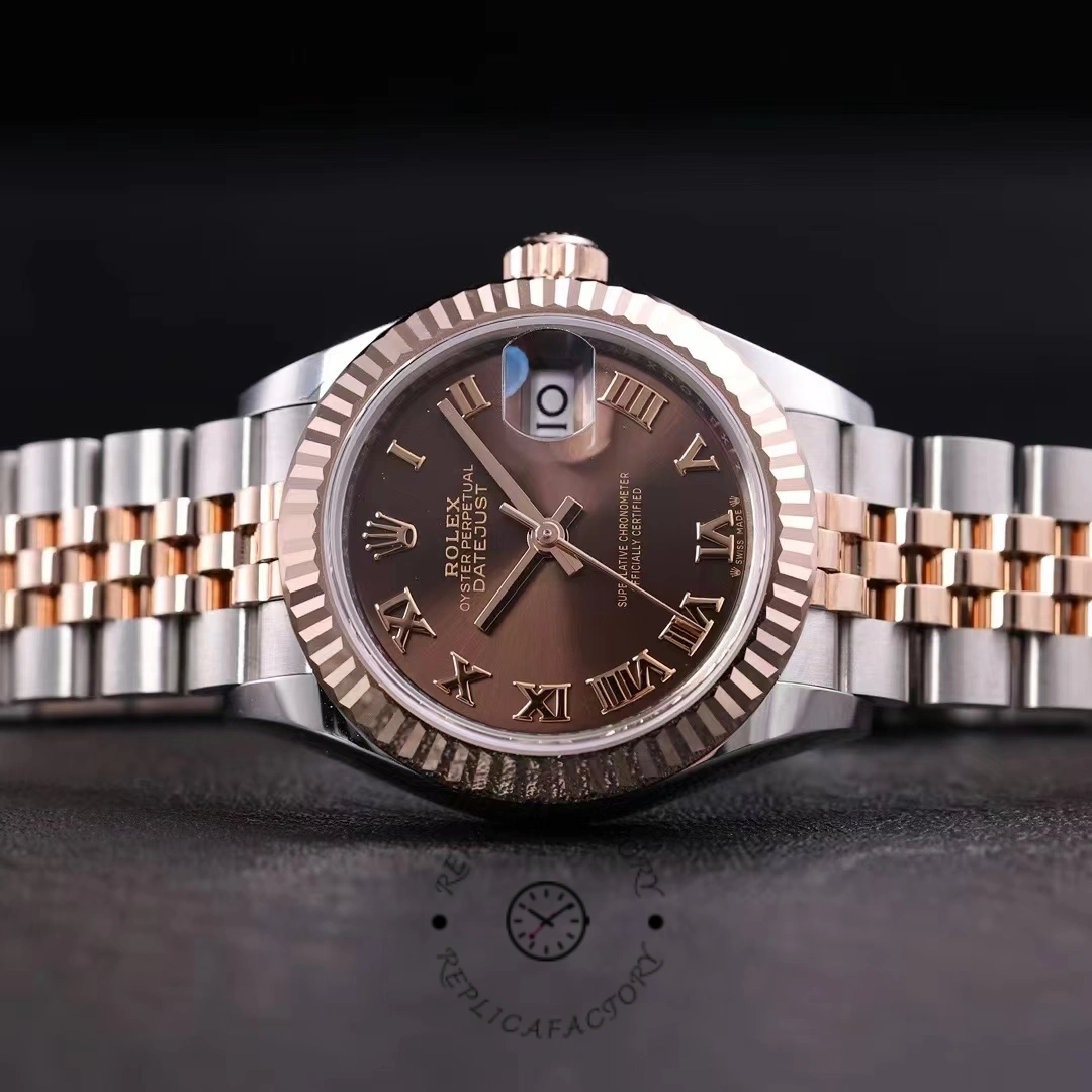 Rolex Datejust 28 Chocolate Index Steel & Rose Gold m279171 0009 Women's Watch