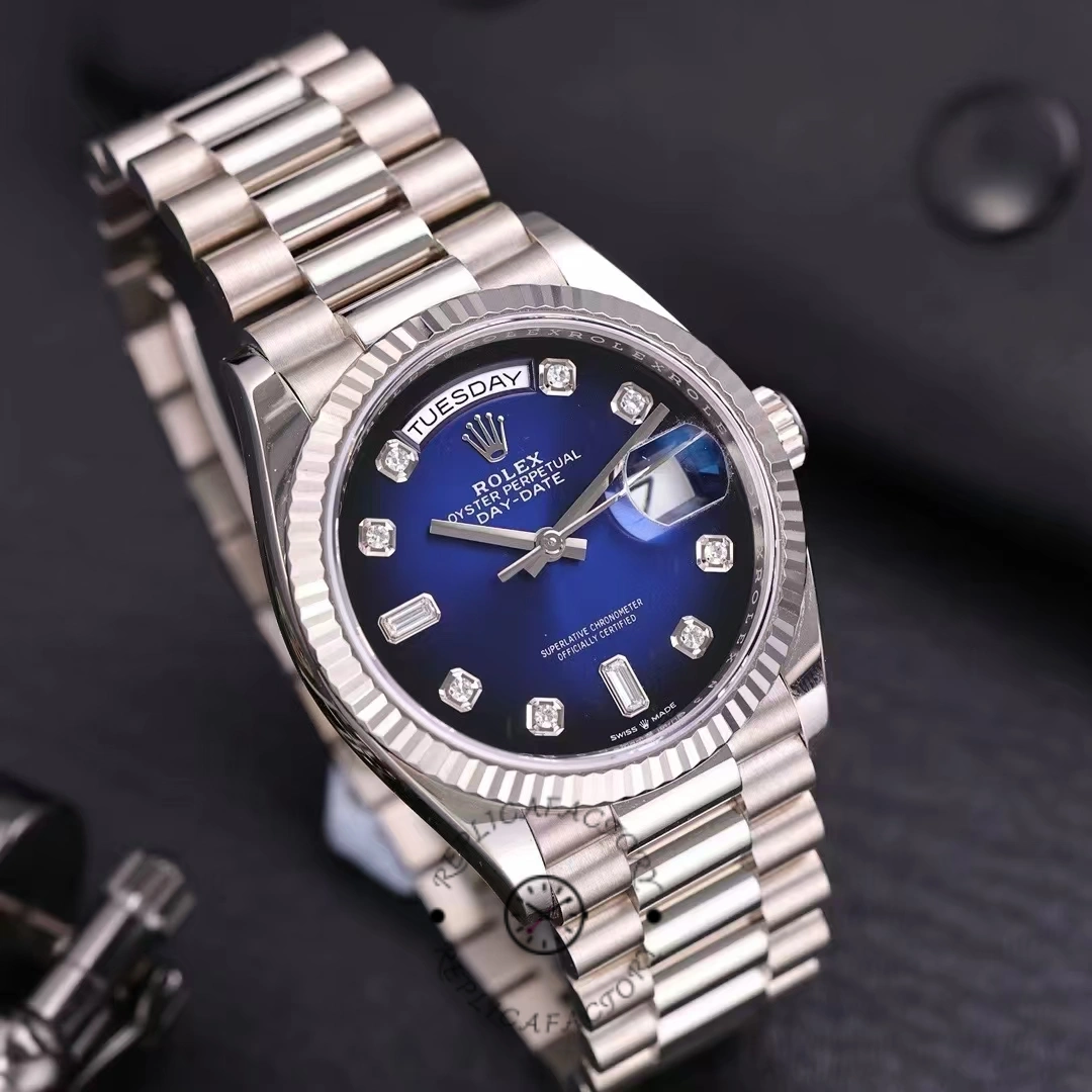 Rolex Day-Date 128239 Blue Ombre Diamond Dial 36MM Unisex Replica Watch