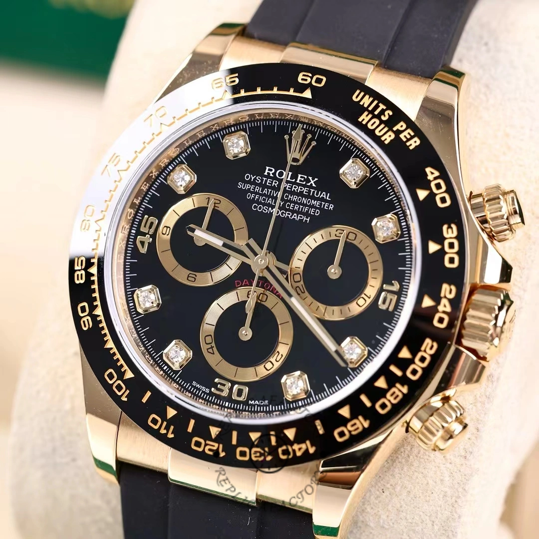 Rolex Daytona 116518LN Yellow Gold Black Diamond Dial 40mm Mens Replica Watch