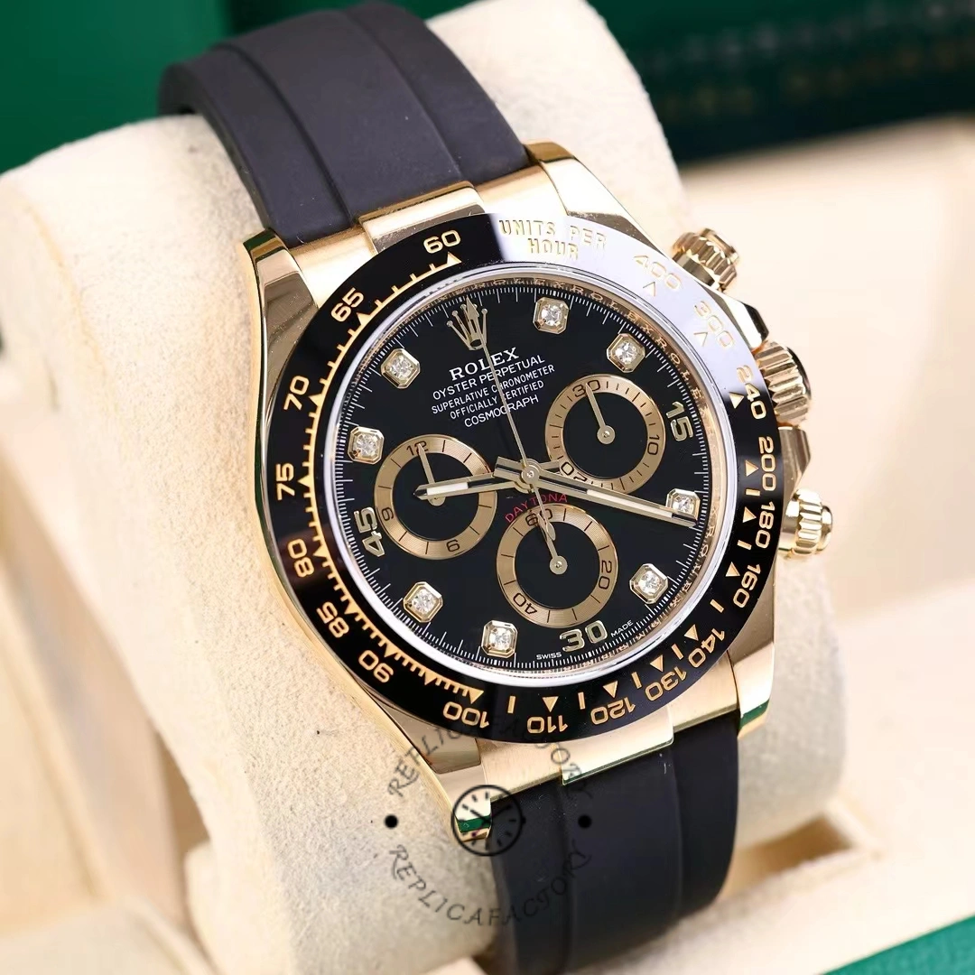 Rolex Daytona 116518LN Yellow Gold Black Diamond Dial 40mm Mens Replica Watch