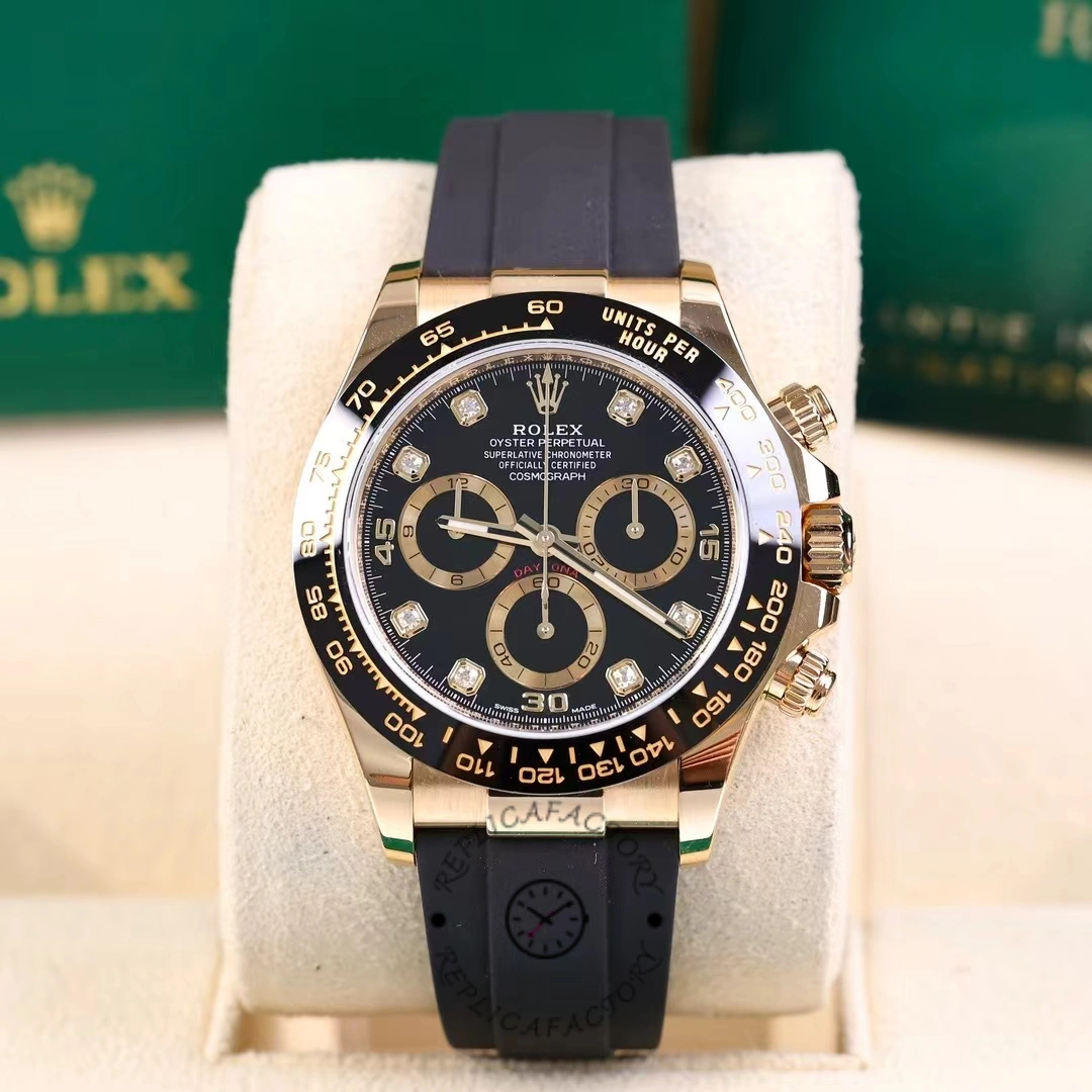 Rolex Daytona 116518LN Yellow Gold Black Diamond Dial 40mm Mens Replica Watch