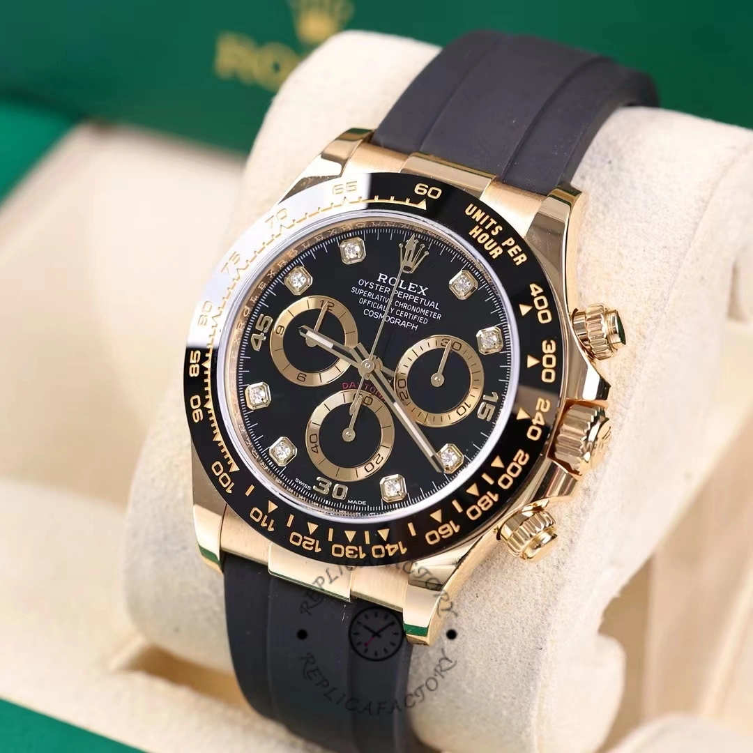 Rolex Daytona 116518LN Yellow Gold Black Diamond Dial 40mm Mens Replica Watch
