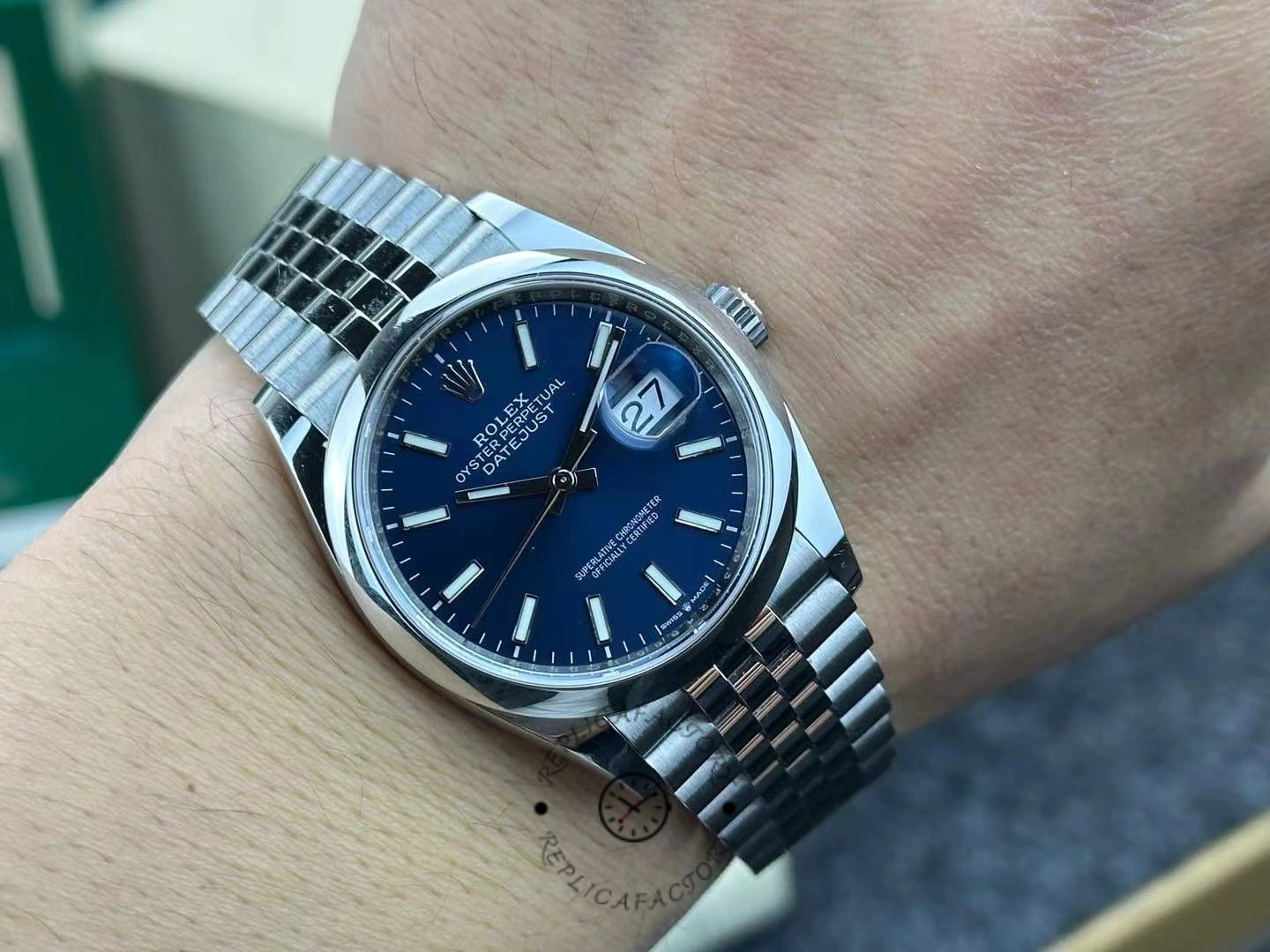 Rolex Datejust 126200 Blue Index Dial Jubilee Stainless Steel 36MM Unisex Replica Watch