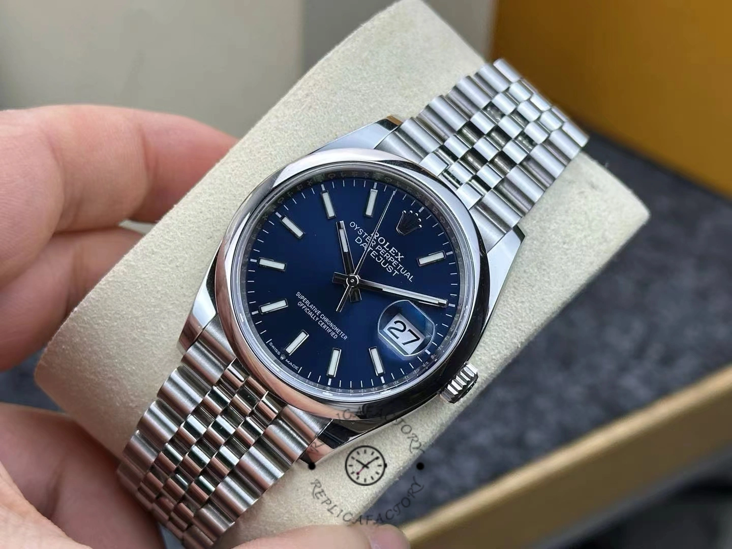 Rolex Datejust 126200 Blue Index Dial Jubilee Stainless Steel 36MM Unisex Replica Watch