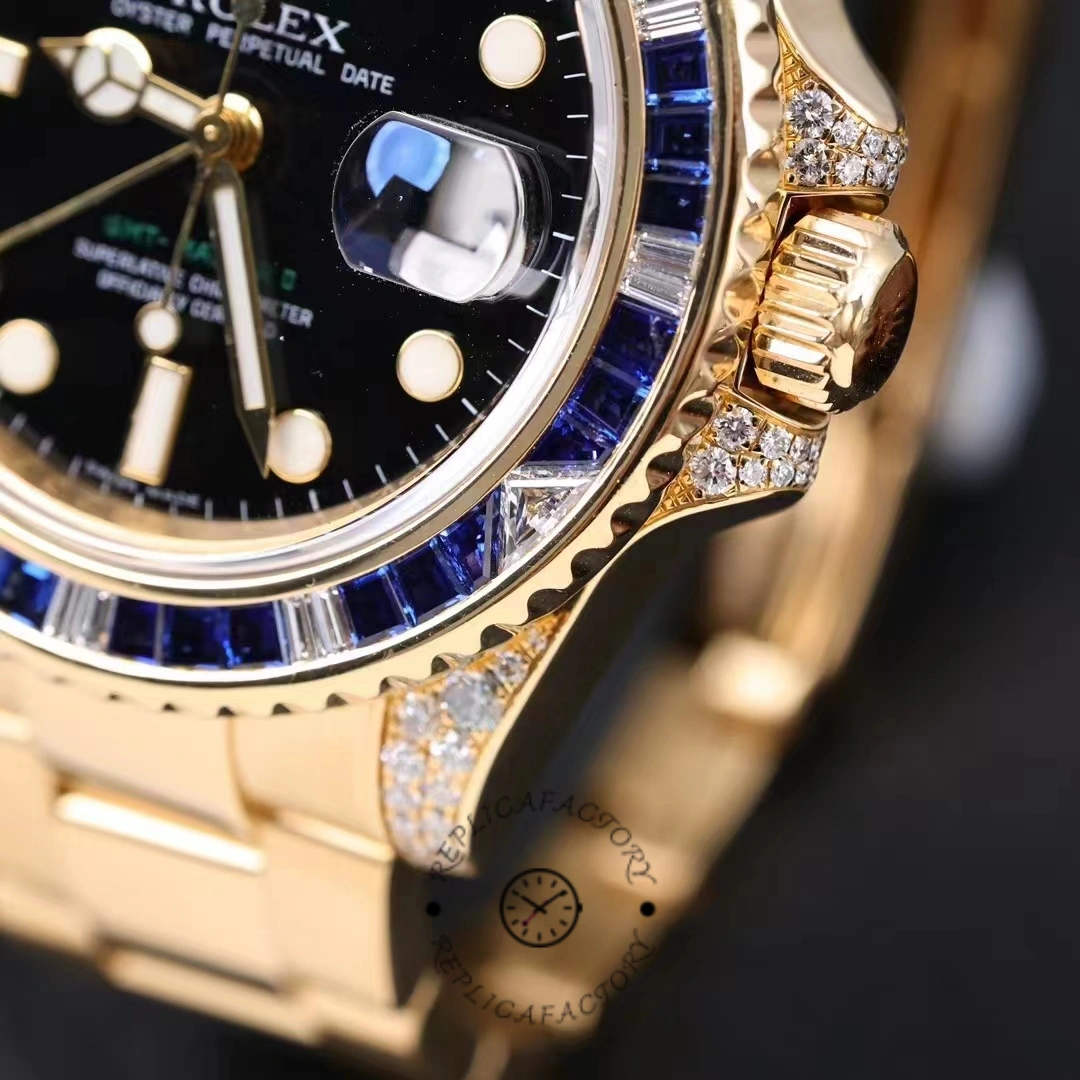 Rolex GMT-Master II 116758 Oyster Bracelet Black Dial Diamonds 40mm Mens Replica Watch