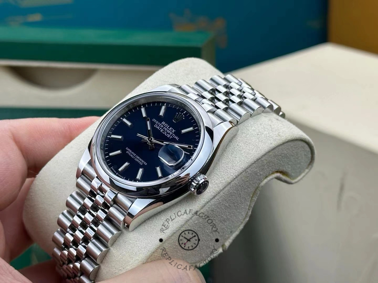 Rolex Datejust 126200 Blue Index Dial Jubilee Stainless Steel 36MM Unisex Replica Watch