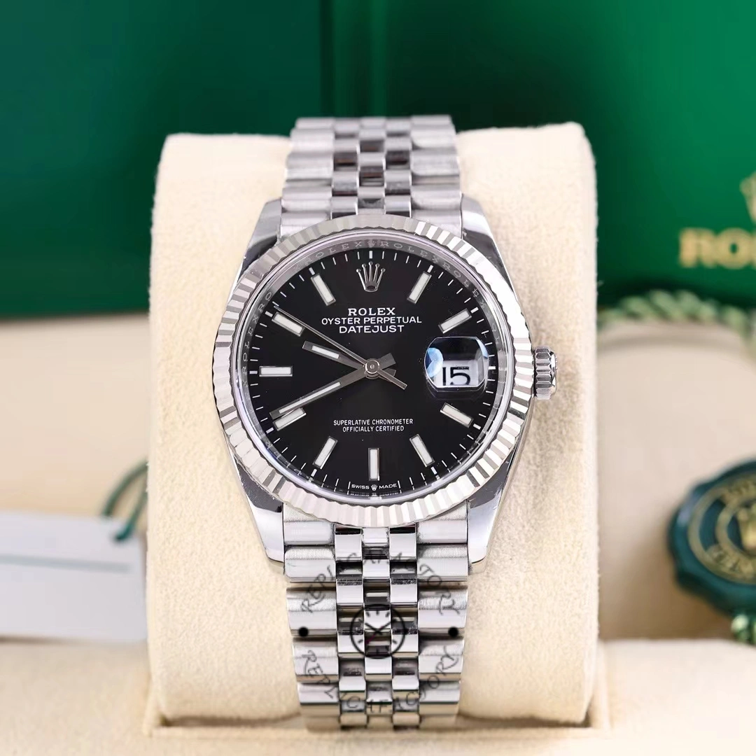 Rolex Datejust 126234 Fluted Bezel Black Index Dial 36MM Unisex Replica Watch
