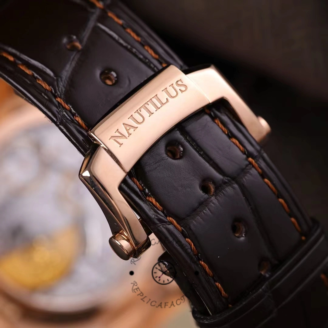 Patek Philippe Nautilus Moon Phases Rose & White Gold Slate Brown Dial 5712GR 001