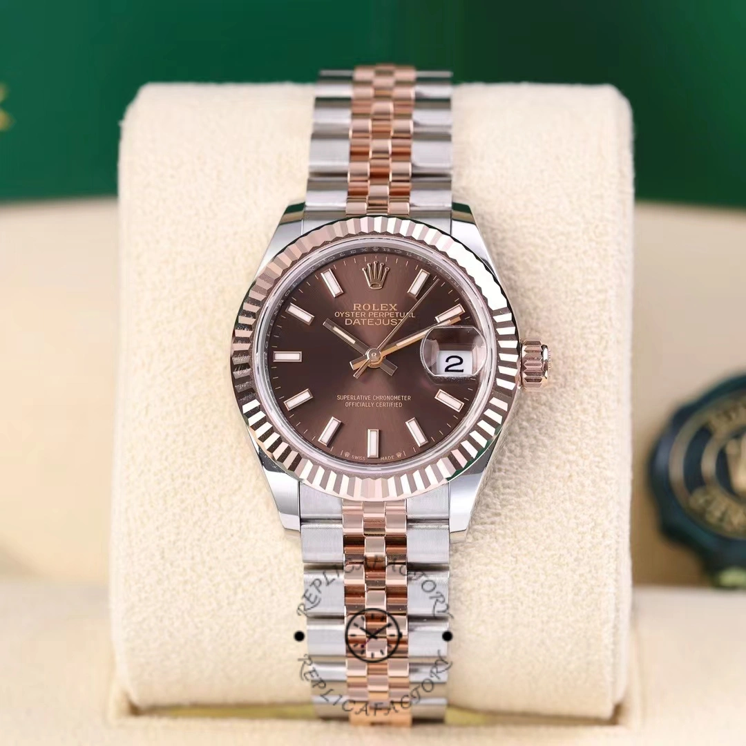 Rolex Datejust 28 Chocolate Index Steel & Rose Gold m279171 0017