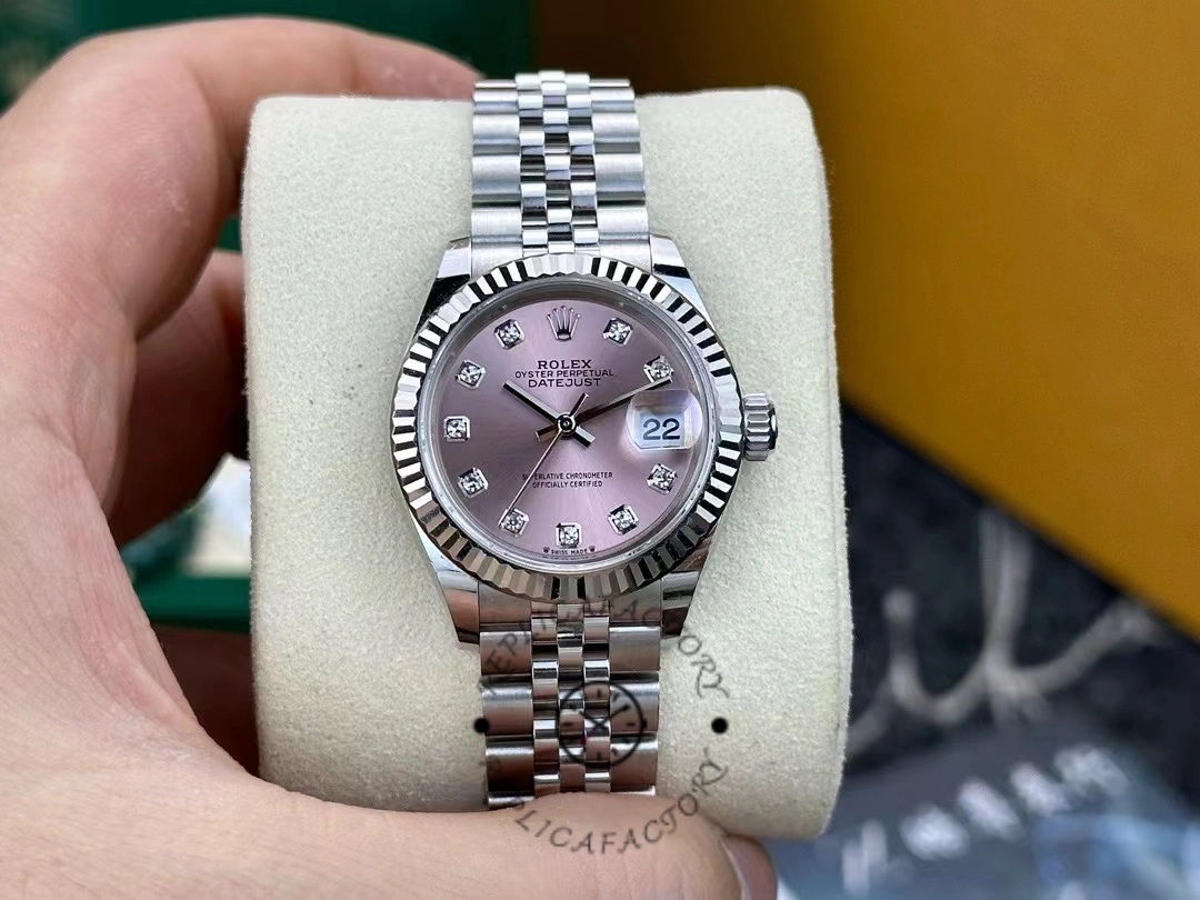 Rolex Datejust 279174 Stainless Steel Pink Diamond Dial 28mm Lady Replica Watch