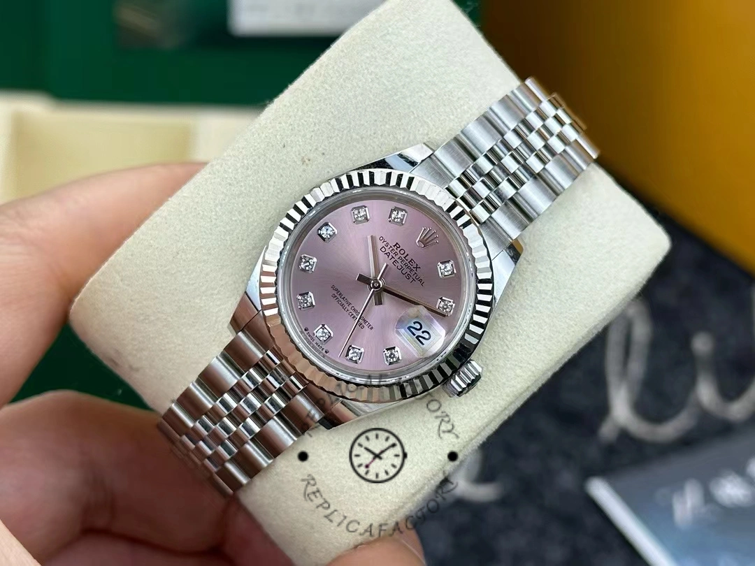 Rolex Datejust 279174 Stainless Steel Pink Diamond Dial 28mm Lady Replica Watch