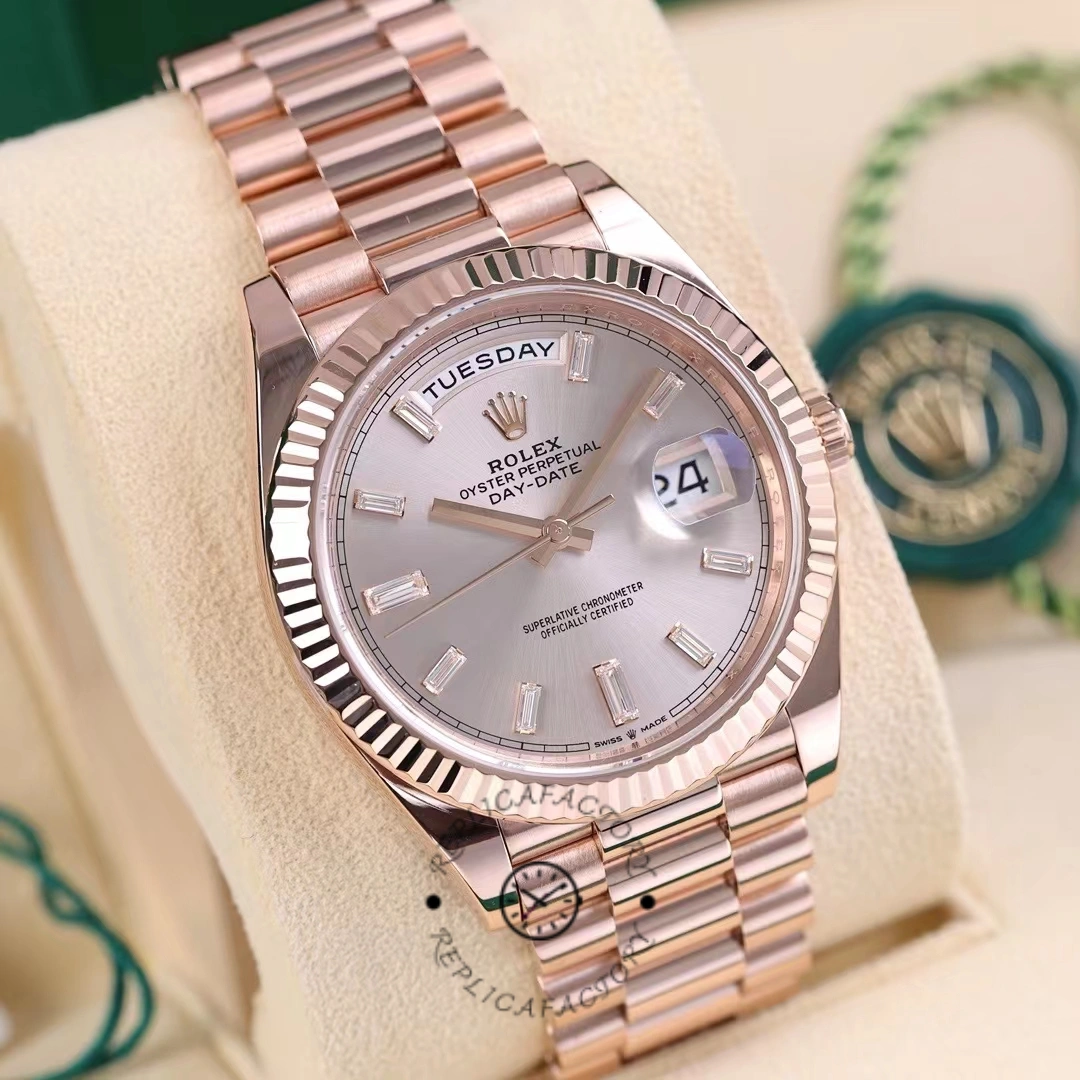 Rolex Day-Date 228235 Sundust Index Dial Fluted Bezel 40mm Mens Replica Watch