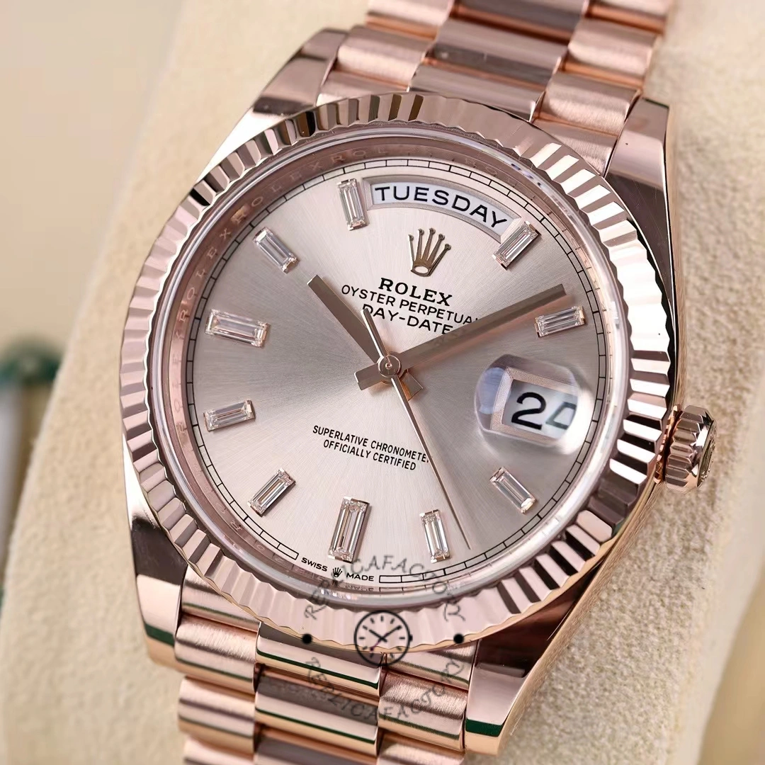 Rolex Day-Date 228235 Sundust Index Dial Fluted Bezel 40mm Mens Replica Watch