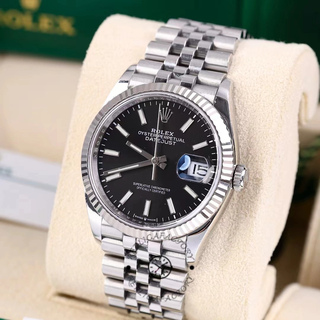 Rolex Datejust 126234 Fluted Bezel Black Index Dial 36MM Unisex Replica Watch