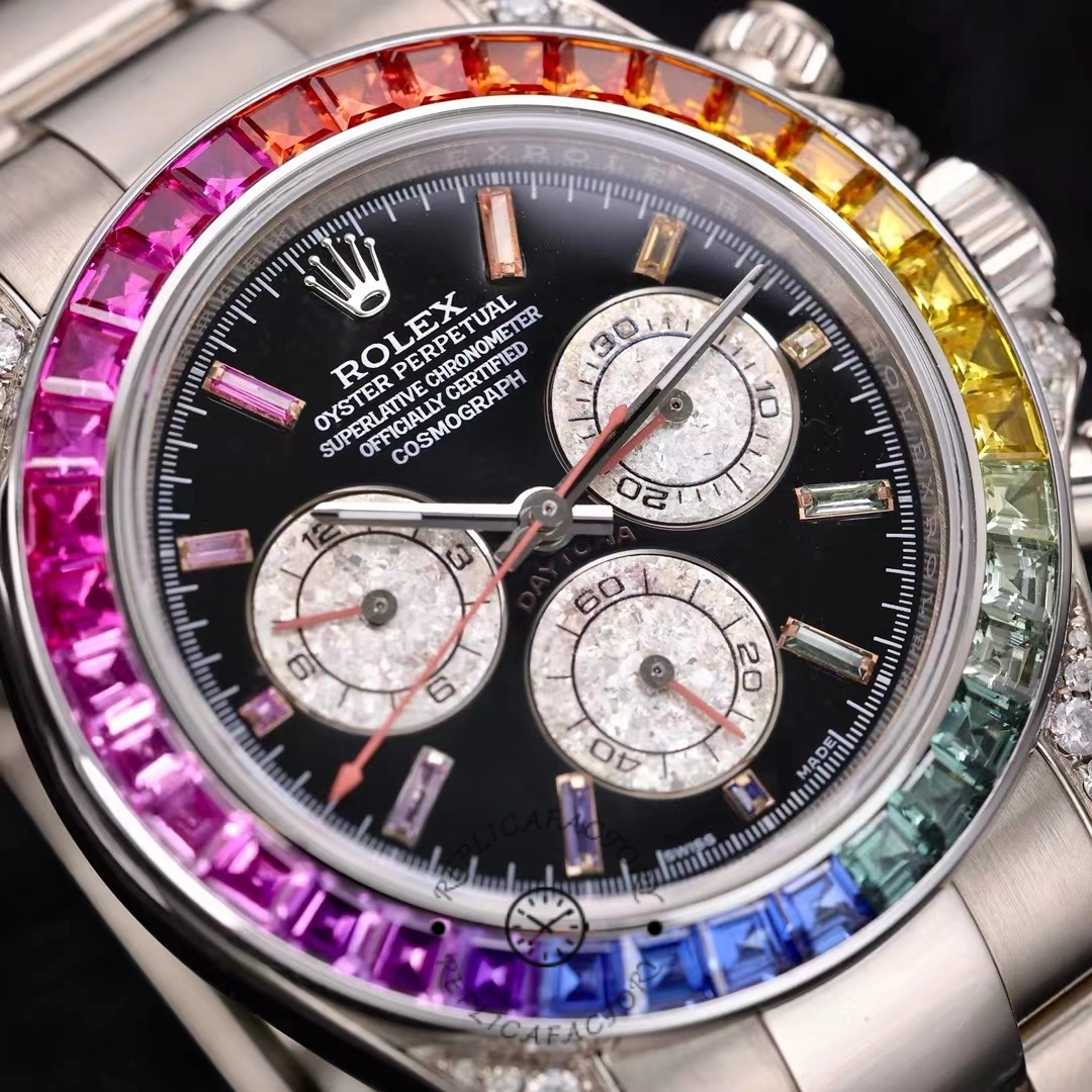 Rolex Daytona 116599RBOW Rainbow White Gold Black Dial Sapphire Bezel
