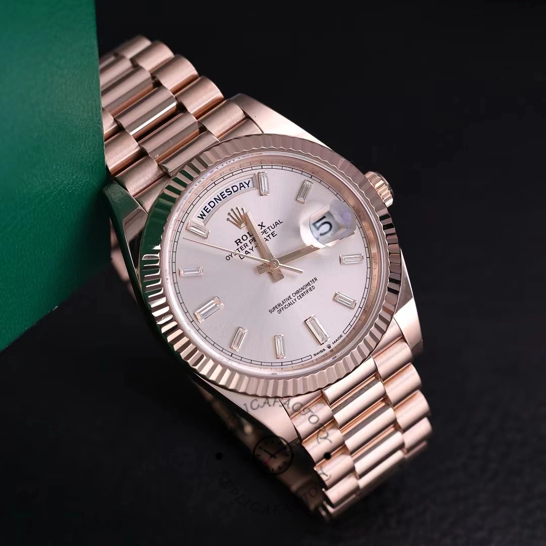 Rolex Day-Date 228235 Sundust Index Dial Fluted Bezel 40mm Mens Replica Watch