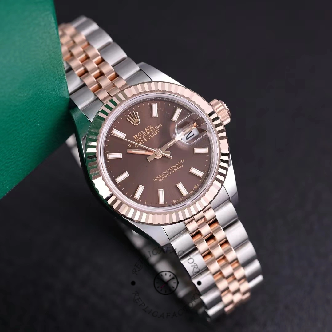Rolex Datejust 28 Chocolate Index Steel & Rose Gold m279171 0017