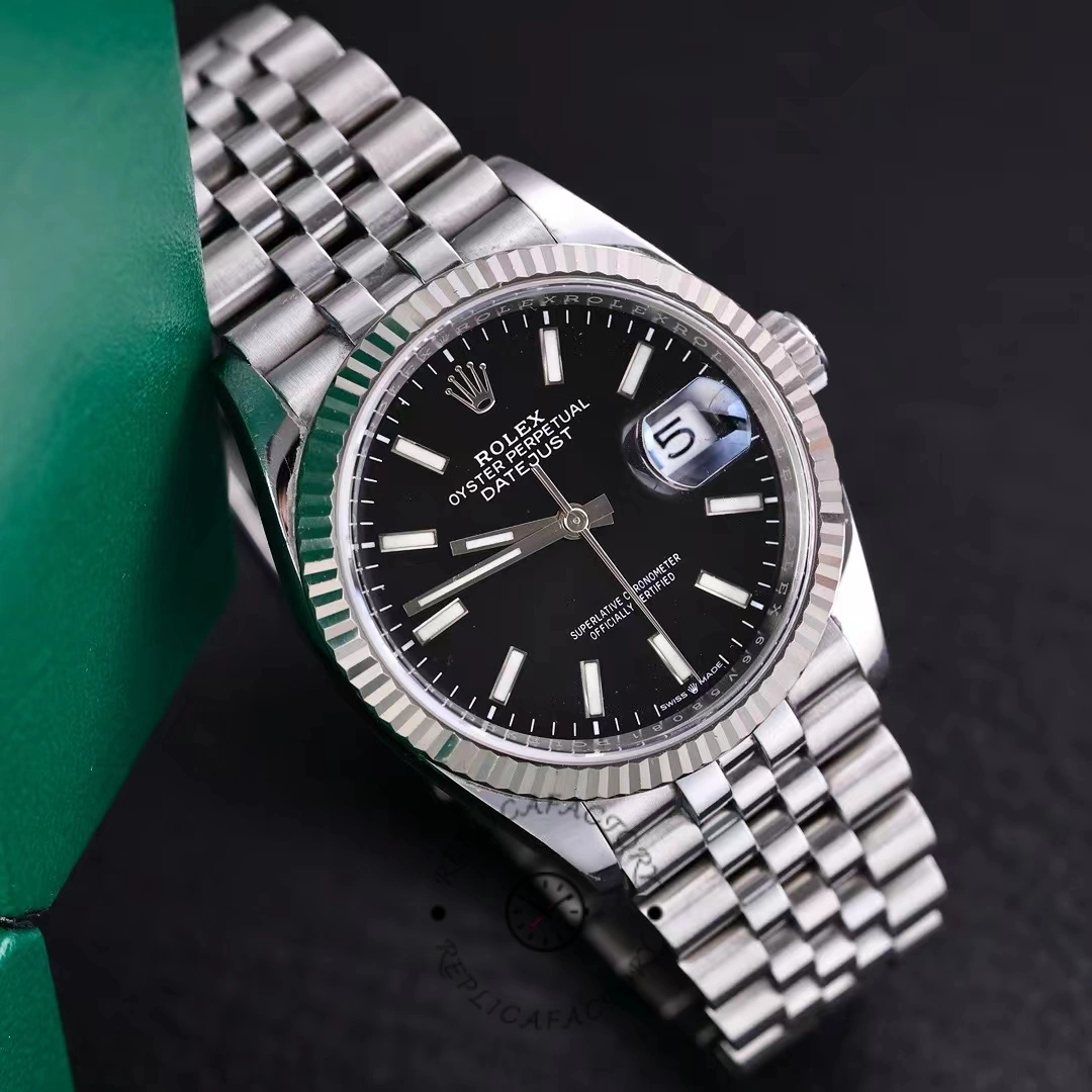 Rolex Datejust 126234 Fluted Bezel Black Index Dial 36MM Unisex Replica Watch