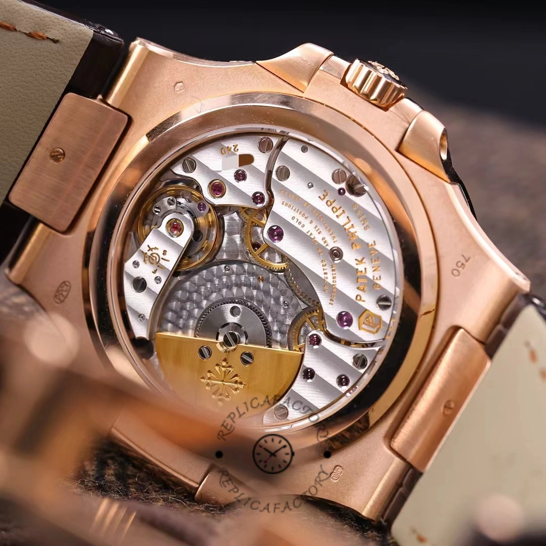 Patek Philippe Nautilus Moon Phases Rose & White Gold Slate Brown Dial 5712GR 001