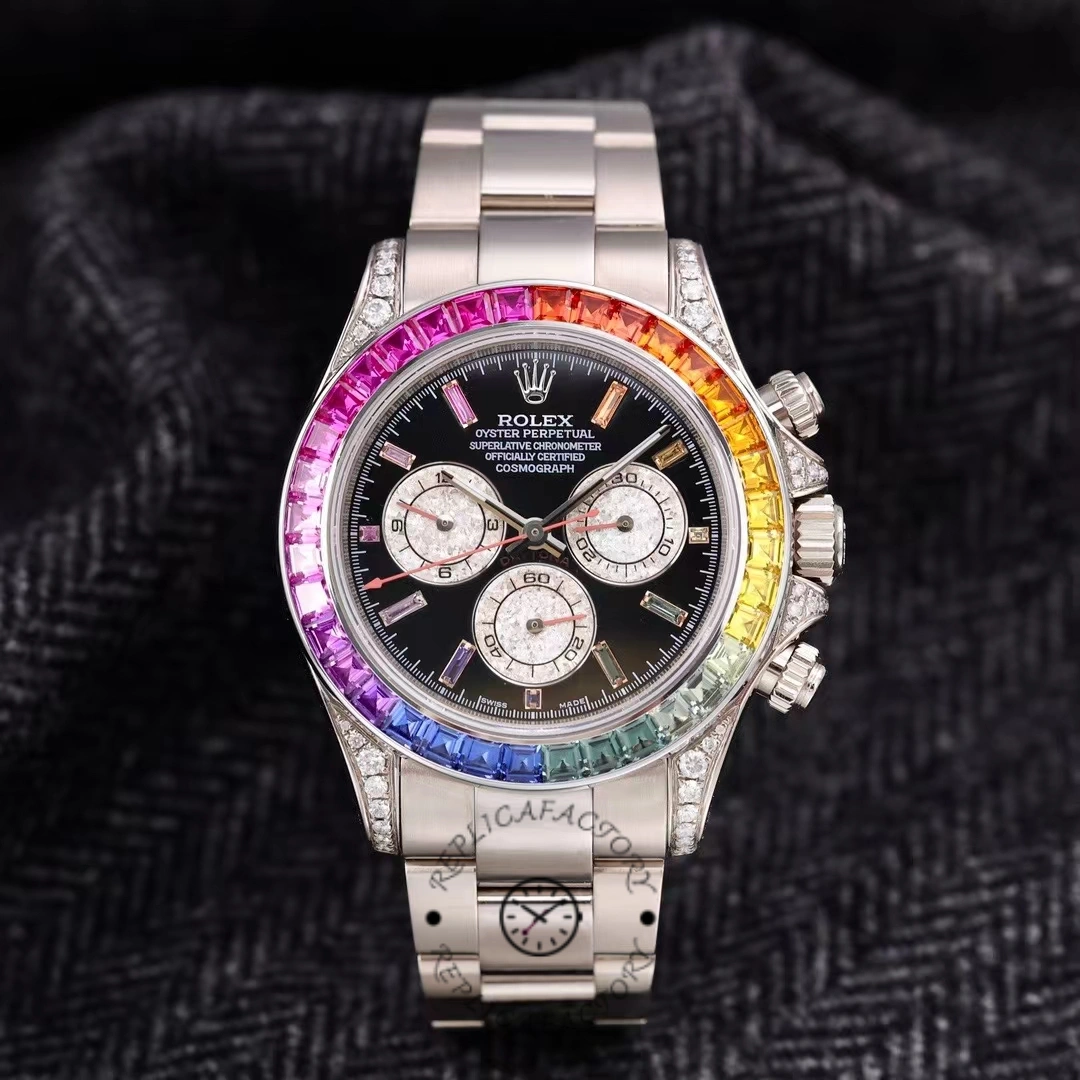 Rolex Daytona 116599RBOW Rainbow White Gold Black Dial Sapphire Bezel