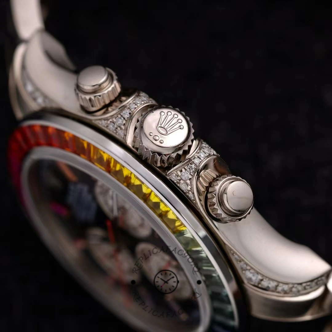 Rolex Daytona 116599RBOW Rainbow White Gold Black Dial Sapphire Bezel