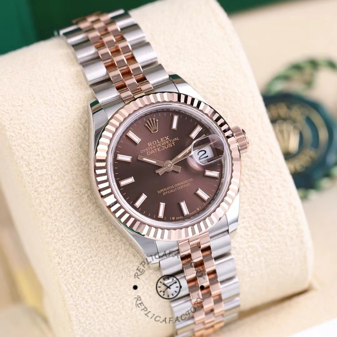 Rolex Datejust 28 Chocolate Index Steel & Rose Gold m279171 0017