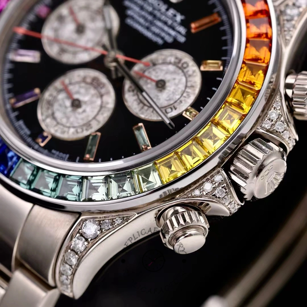 Rolex Daytona 116599RBOW Rainbow White Gold Black Dial Sapphire Bezel