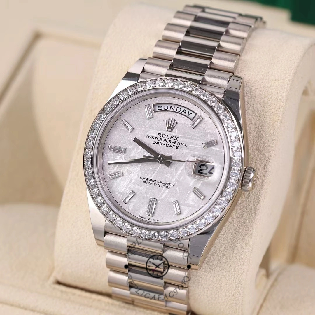 Rolex Day-Date 228349RBR Meteorite Dial Diamond Bezel 40mm Mens Replica Watch