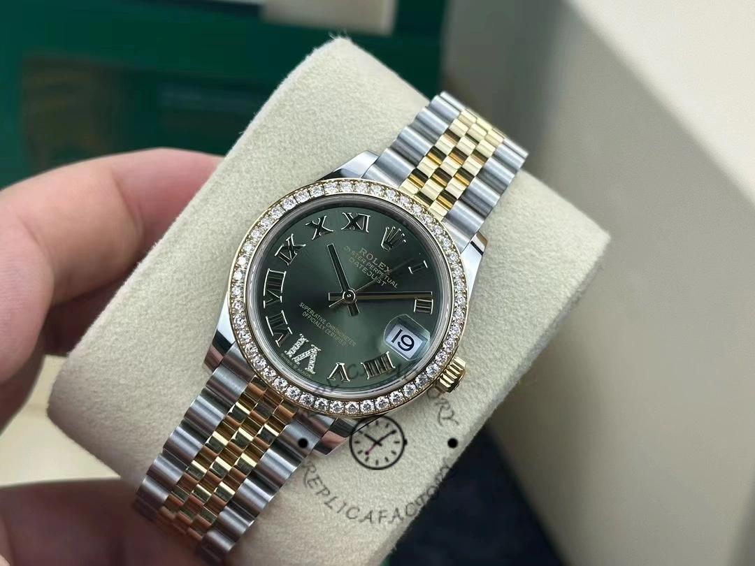 Rolex Datejust 31mm Stainless Steel and Yellow Gold 278383RBR 0016 Green VI Roman Jubilee