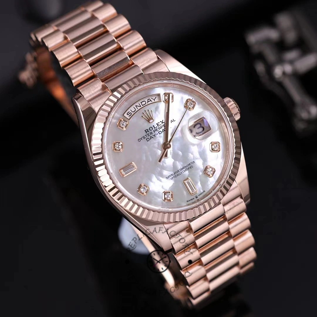 Rolex Day-Date 128235 Everose Gold MOP Dial 36MM Unisex Replica Watch