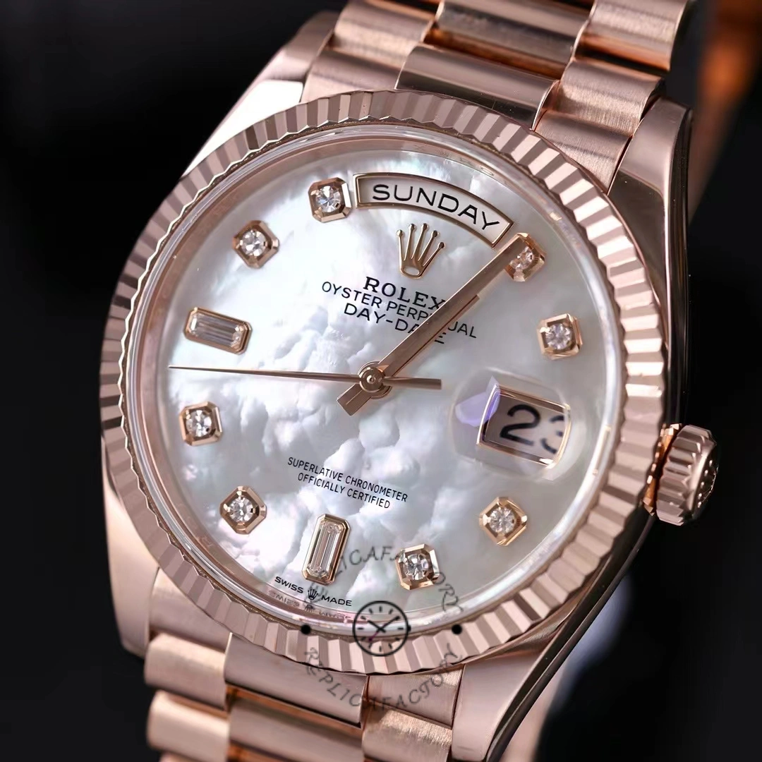 Rolex Day-Date 128235 Everose Gold MOP Dial 36MM Unisex Replica Watch