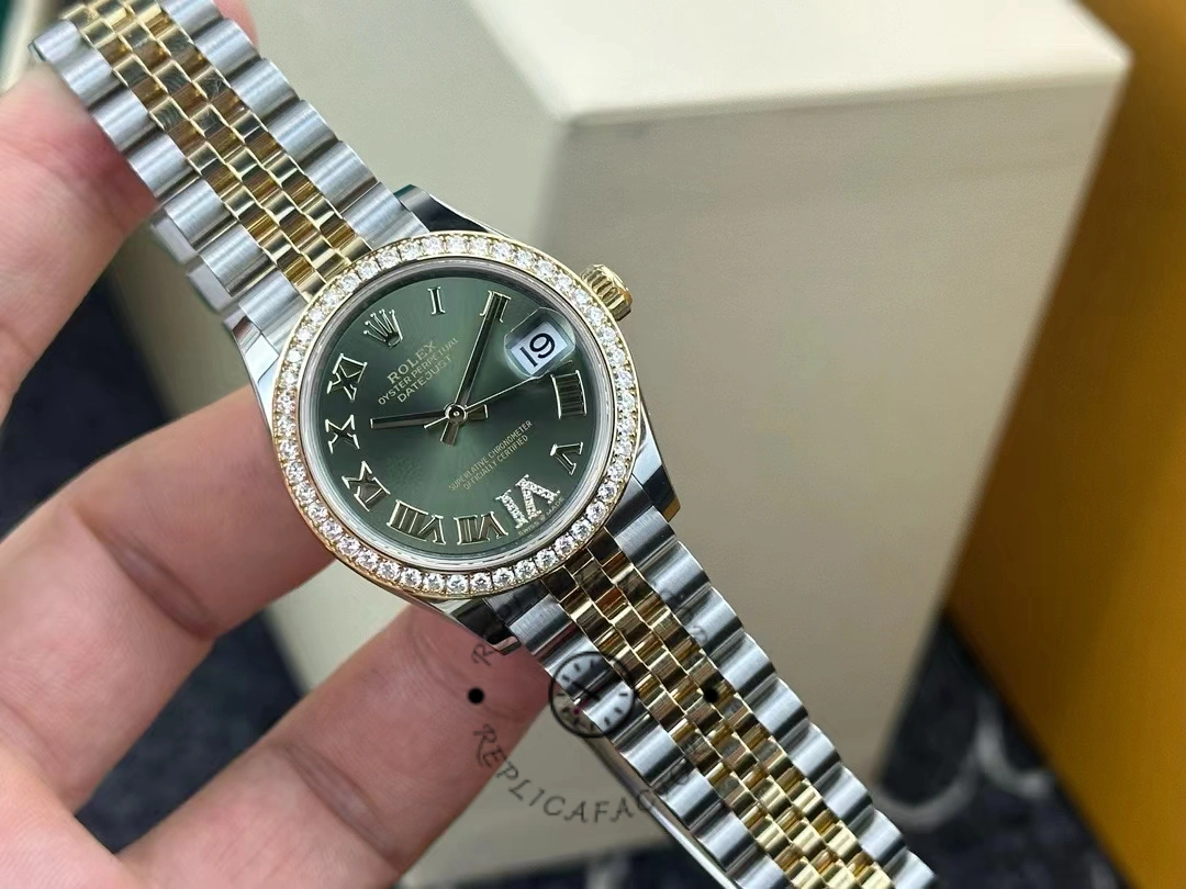 Rolex Datejust 31mm Stainless Steel and Yellow Gold 278383RBR 0016 Green VI Roman Jubilee