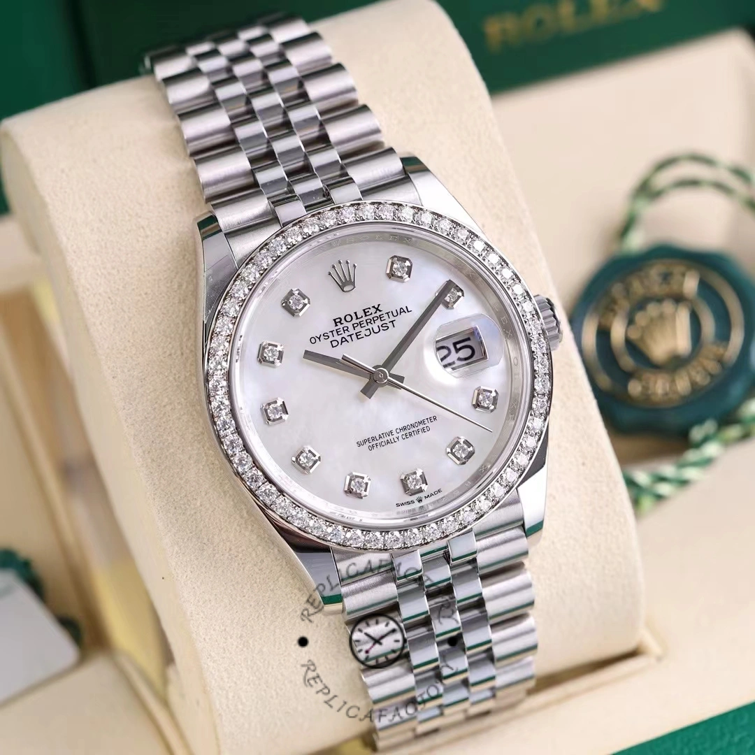 Rolex Datejust 178384 White Mother Of Pearl Diamonds Dial 31MM Lady Replica Watch