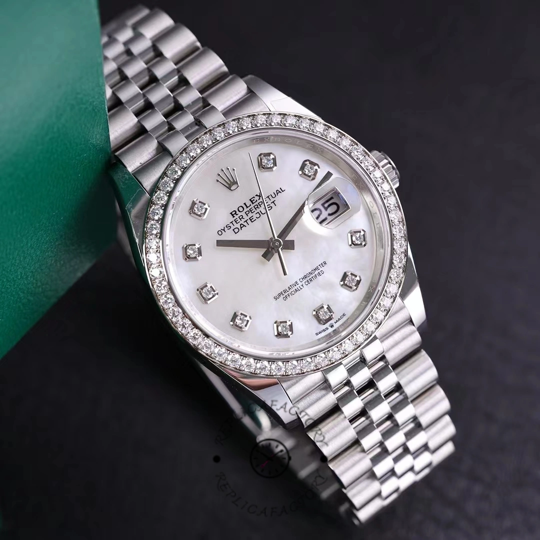 Rolex Datejust 178384 White Mother Of Pearl Diamonds Dial 31MM Lady Replica Watch