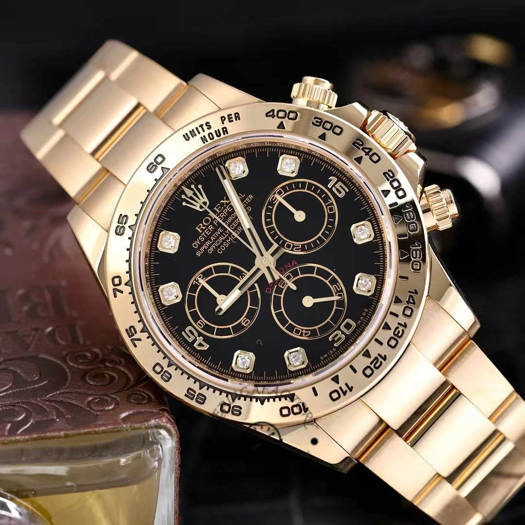 Rolex Daytona 116508 Yellow Gold Black Diamond Dial 40MM Mens Replica Watch