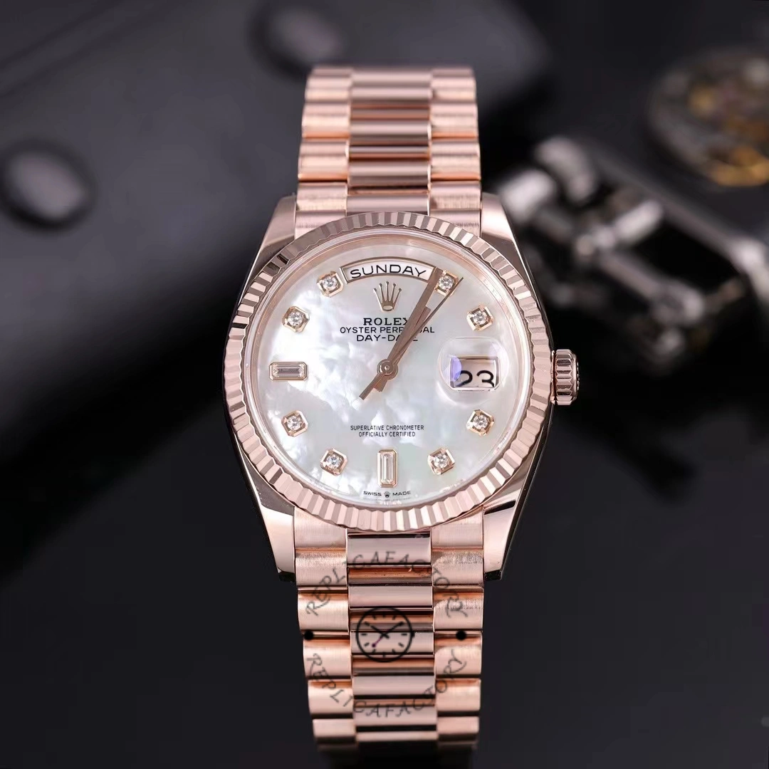 Rolex Day-Date 128235 Everose Gold MOP Dial 36MM Unisex Replica Watch