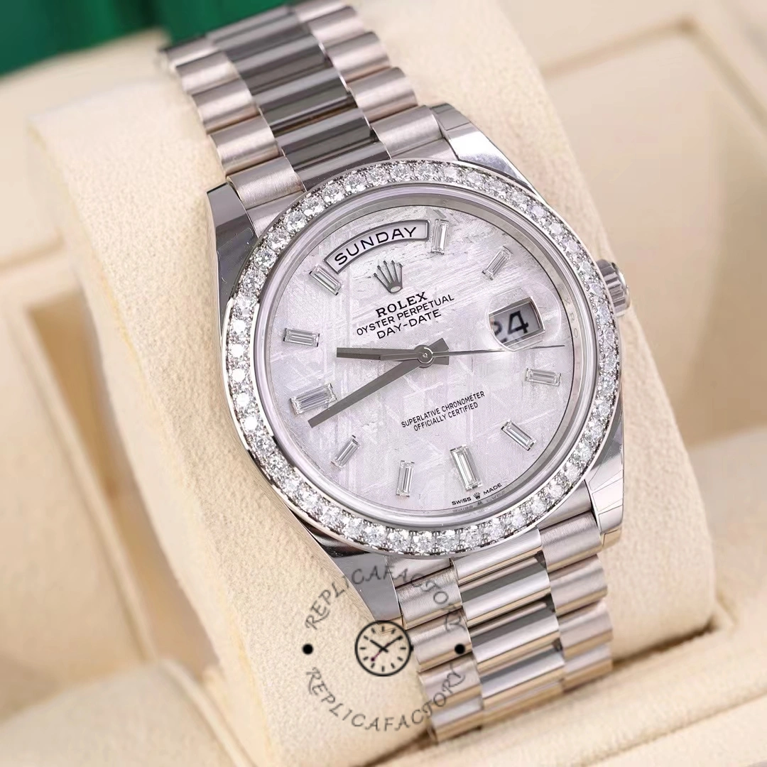 Rolex Day-Date 228349RBR Meteorite Dial Diamond Bezel 40mm Mens Replica Watch