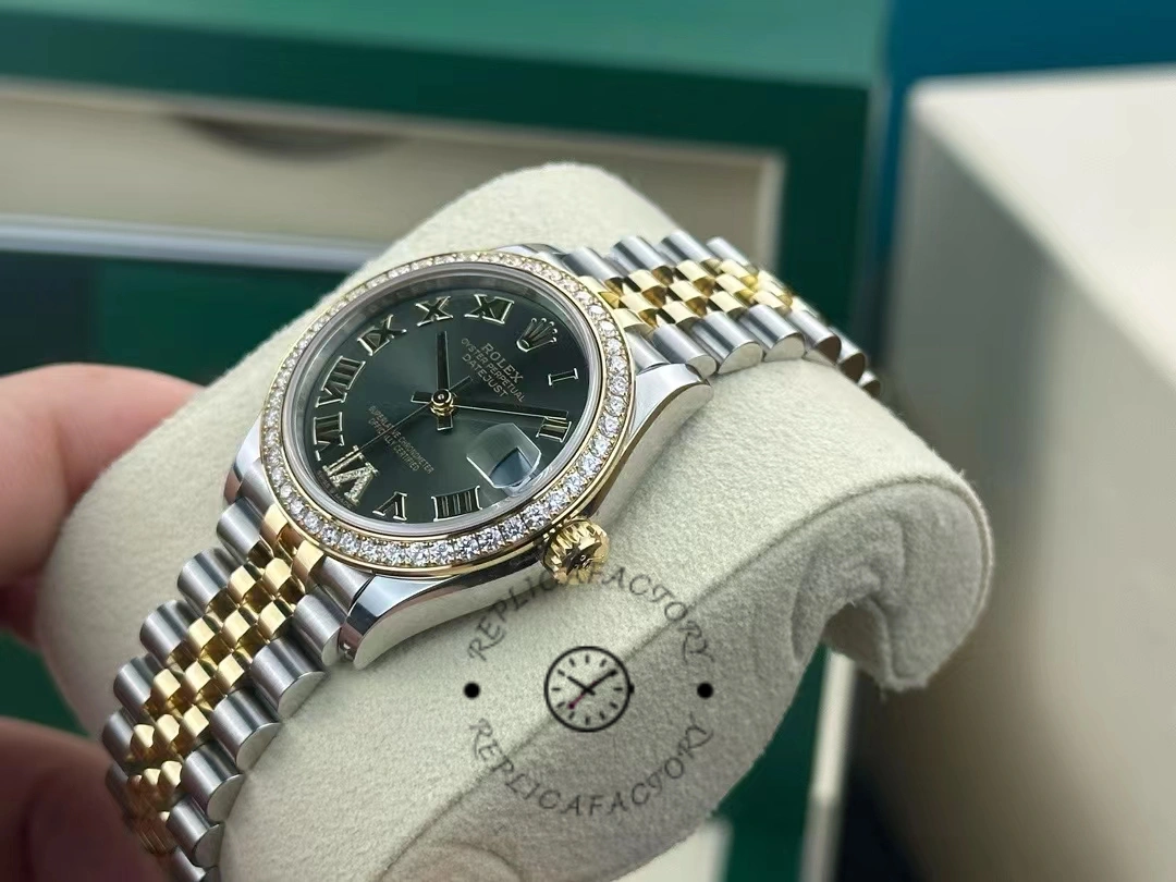 Rolex Datejust 31mm Stainless Steel and Yellow Gold 278383RBR 0016 Green VI Roman Jubilee