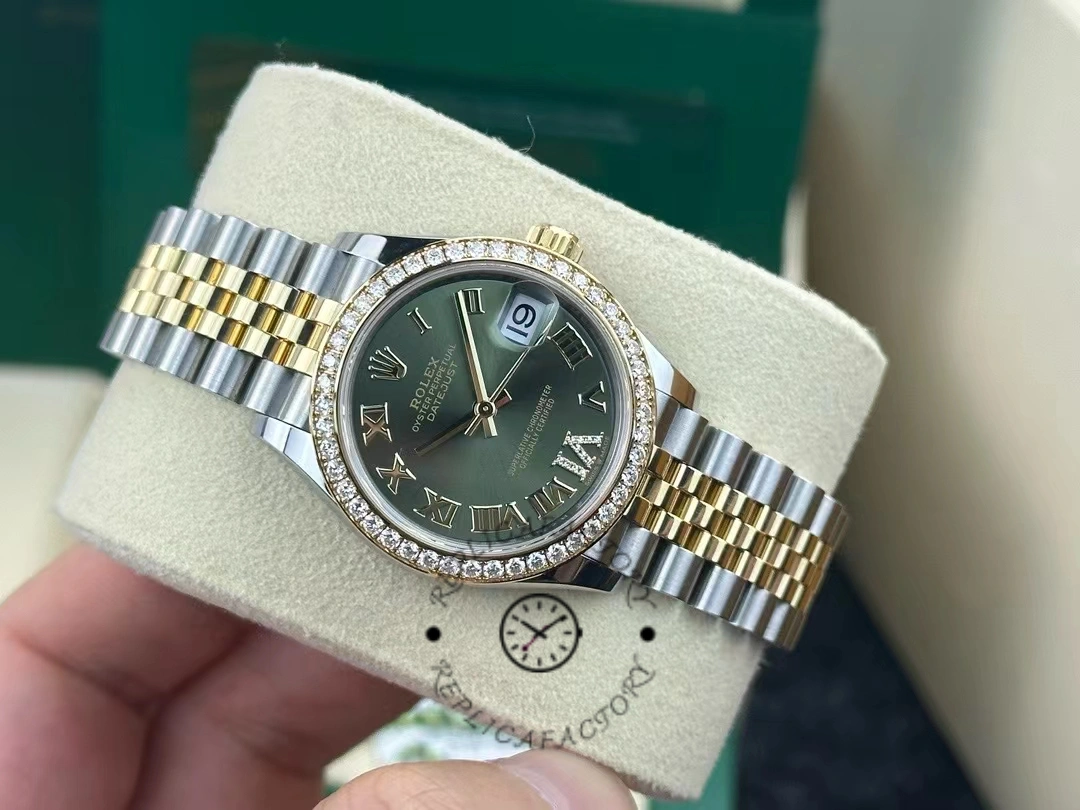 Rolex Datejust 31mm Stainless Steel and Yellow Gold 278383RBR 0016 Green VI Roman Jubilee