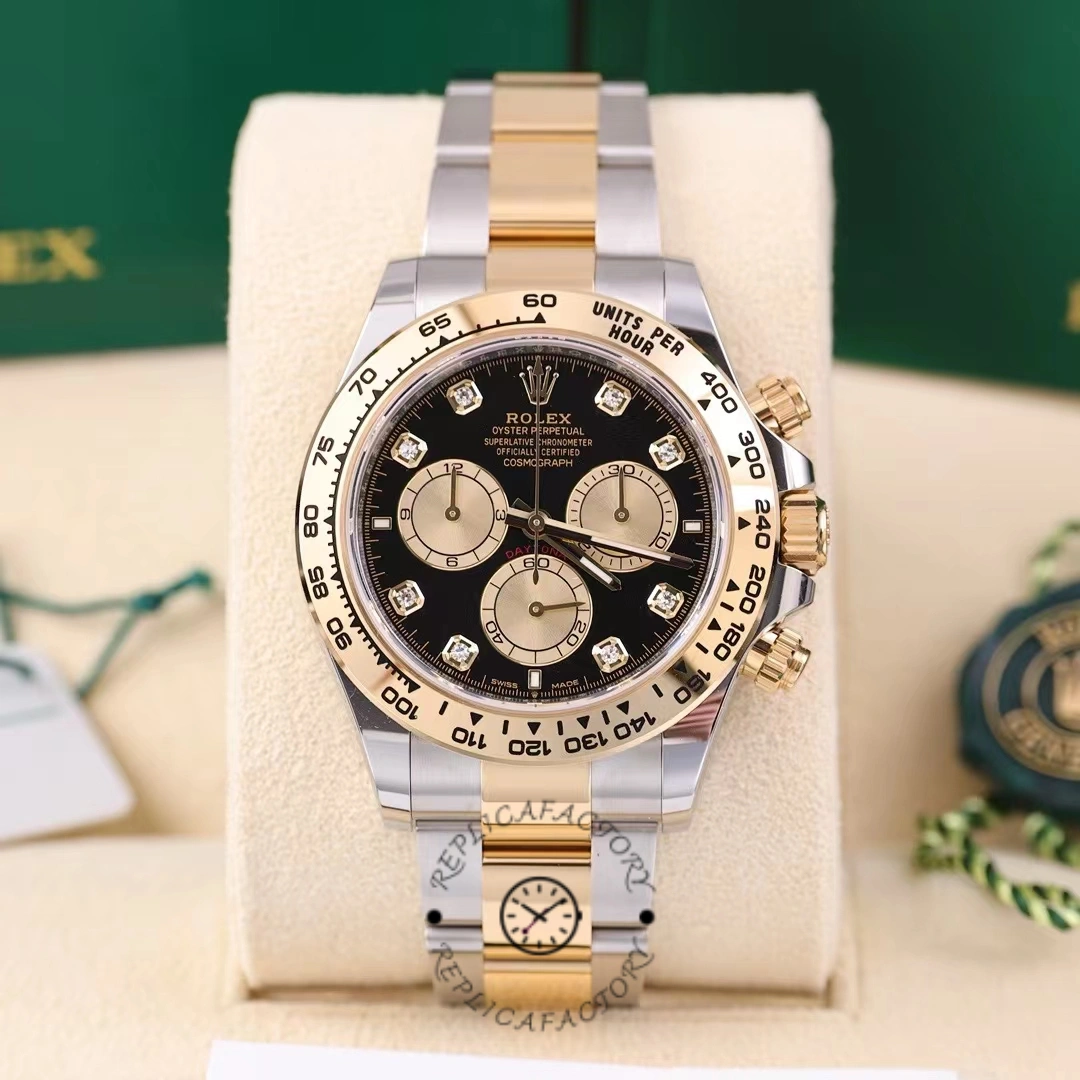 Rolex Two Tone Daytona 126503 0002 Black Diamond Replica Watch
