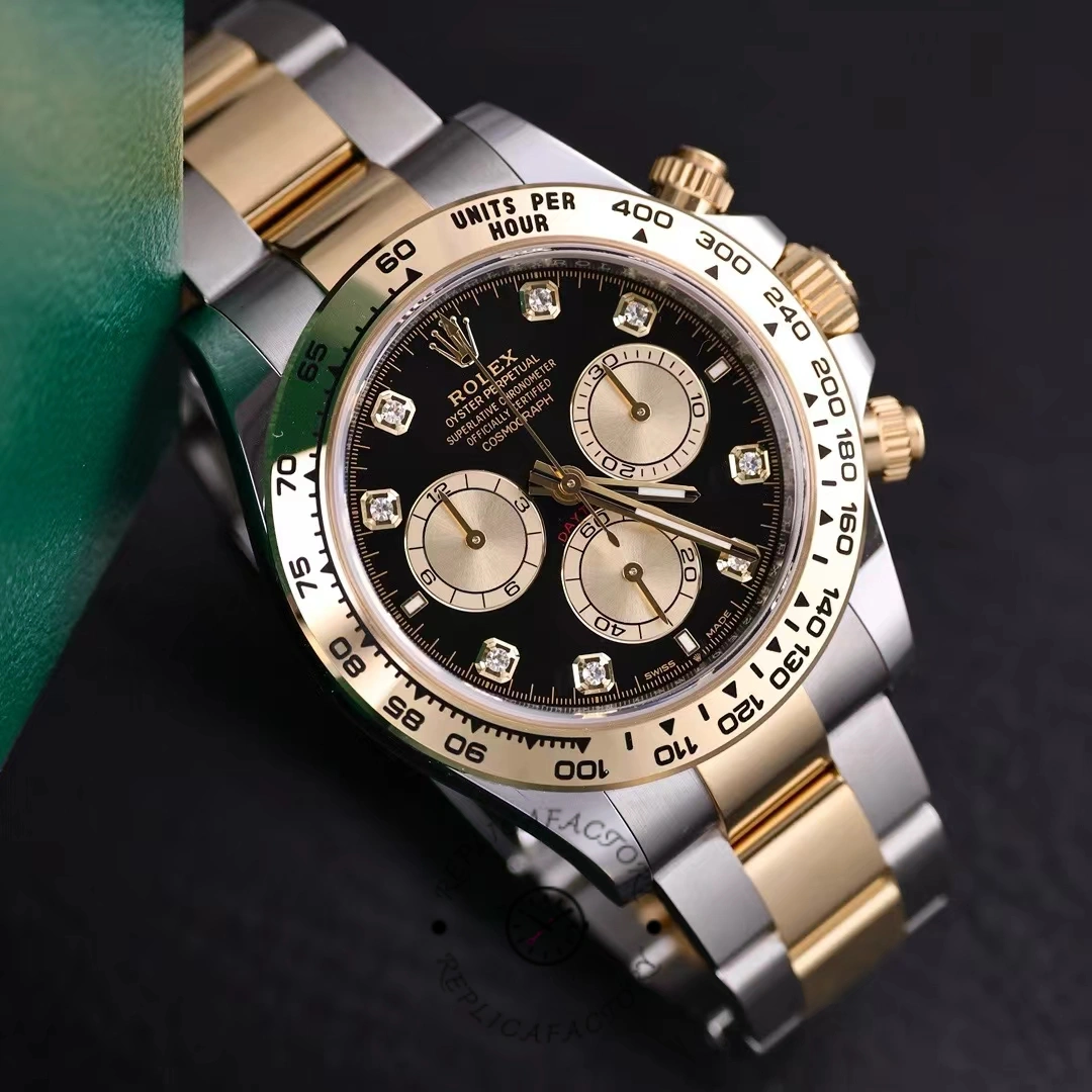 Rolex Two Tone Daytona 126503 0002 Black Diamond Replica Watch