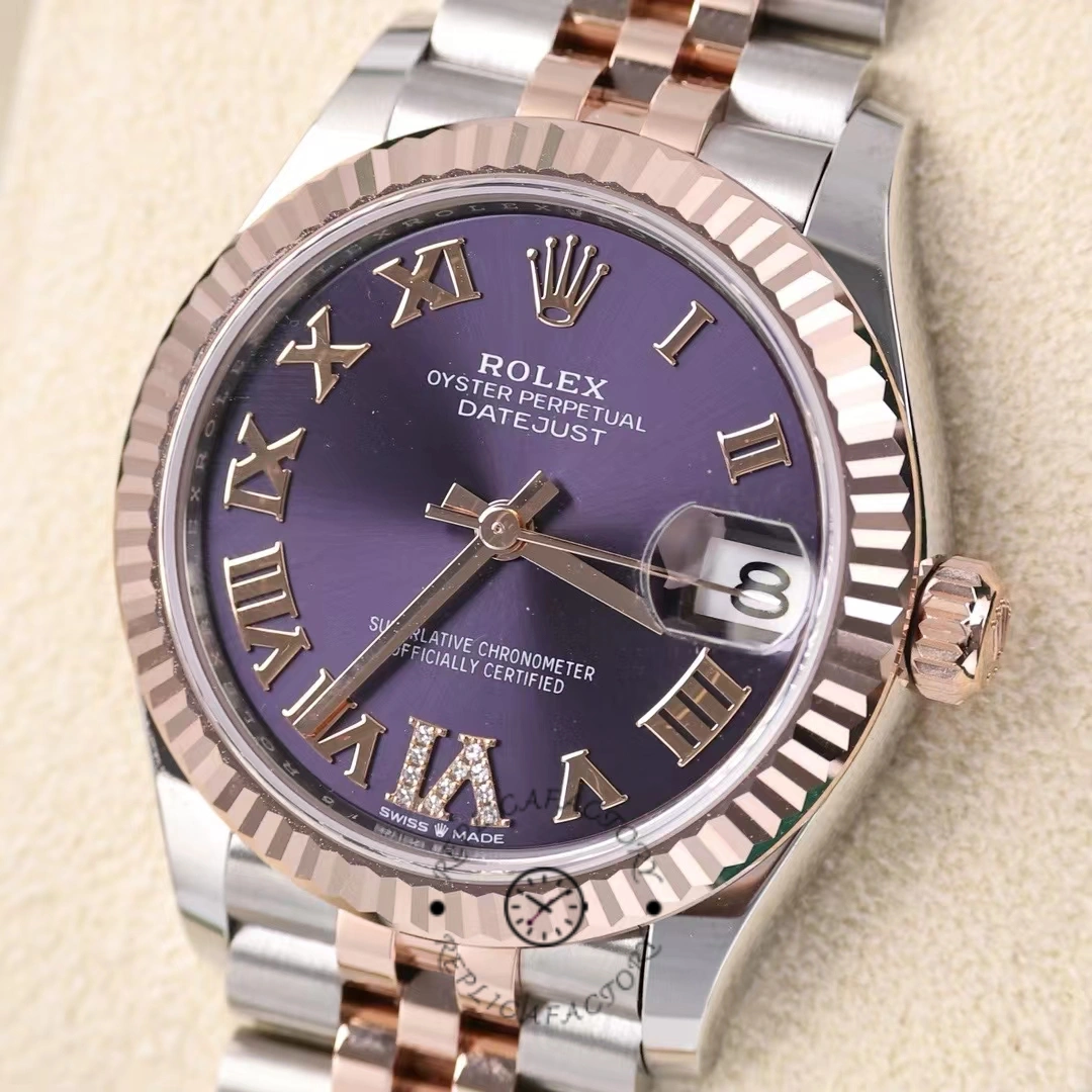 Rolex Datejust 31 Aubergine Pave Roman Dial M278271 0020 Women's Watch