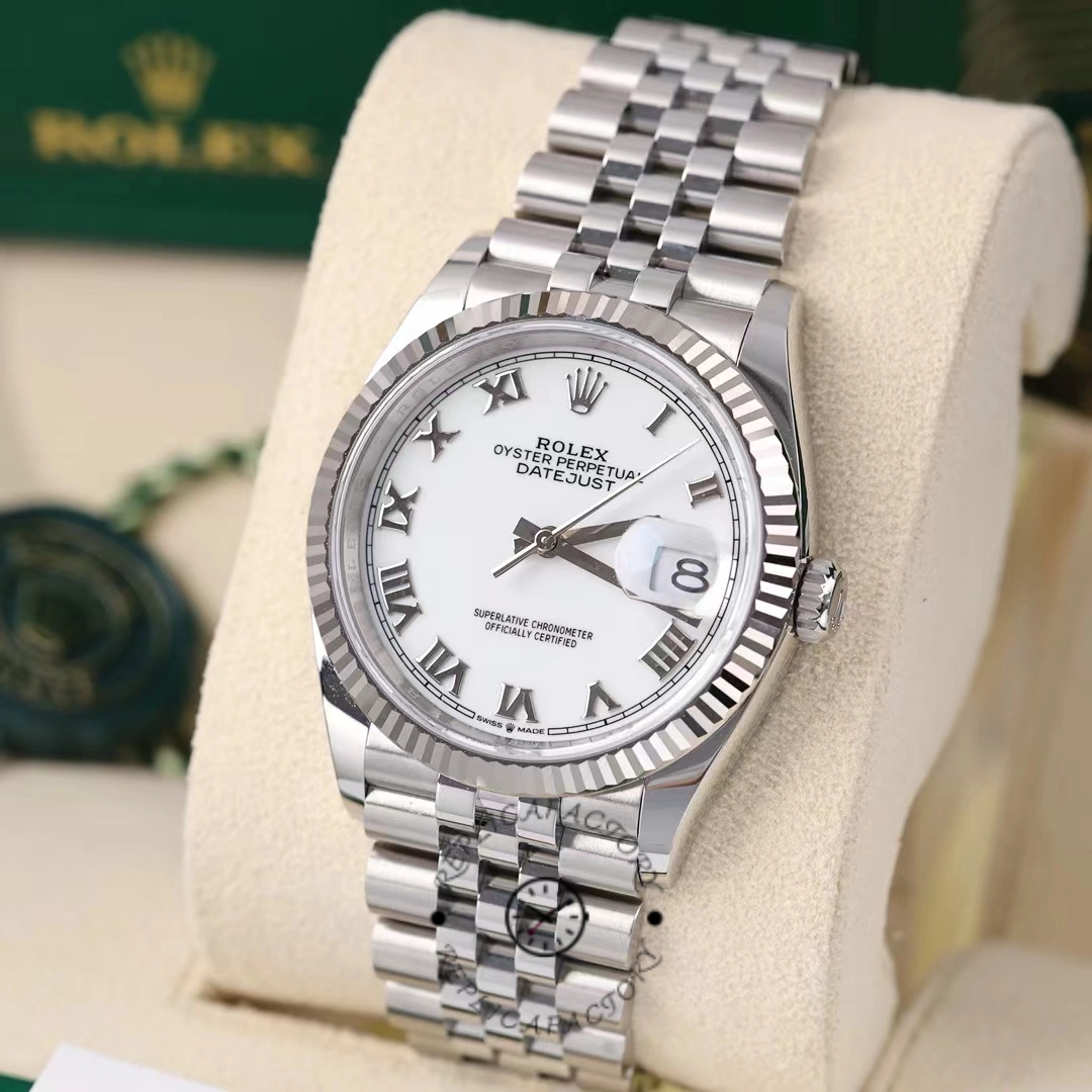 Rolex Datejust 126234 Fluted Bezel White Roman Dial 36MM Unisex Replica Watch
