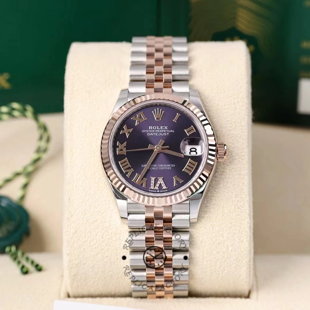 Rolex Datejust 31 Aubergine Pave Roman Dial M278271 0020 Women's Watch