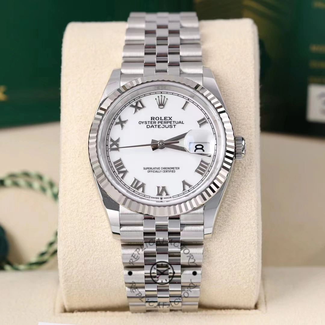 Rolex Datejust 126234 Fluted Bezel White Roman Dial 36MM Unisex Replica Watch