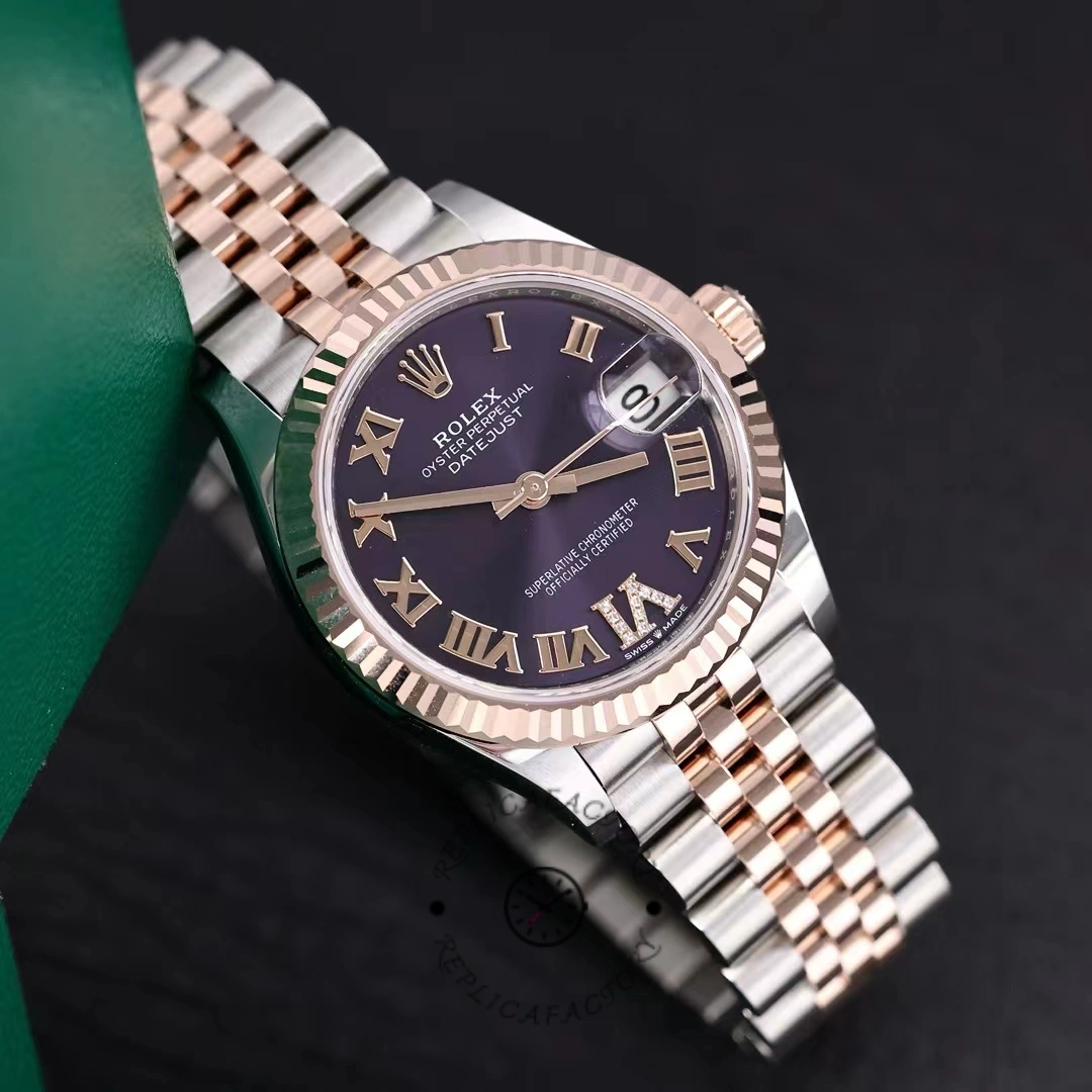 Rolex Datejust 31 Aubergine Pave Roman Dial M278271 0020 Women's Watch