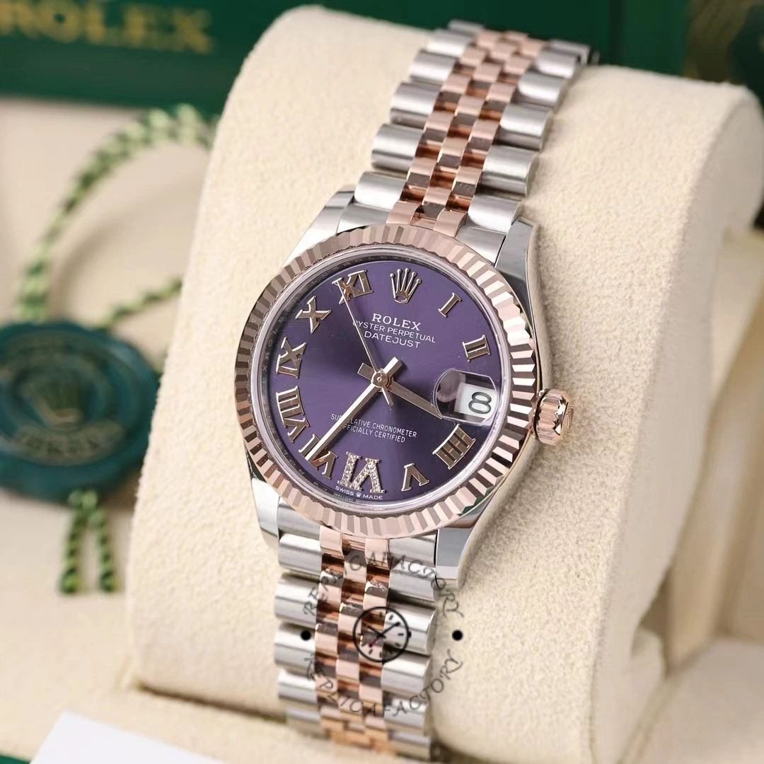 Rolex Datejust 31 Aubergine Pave Roman Dial M278271 0020 Women's Watch