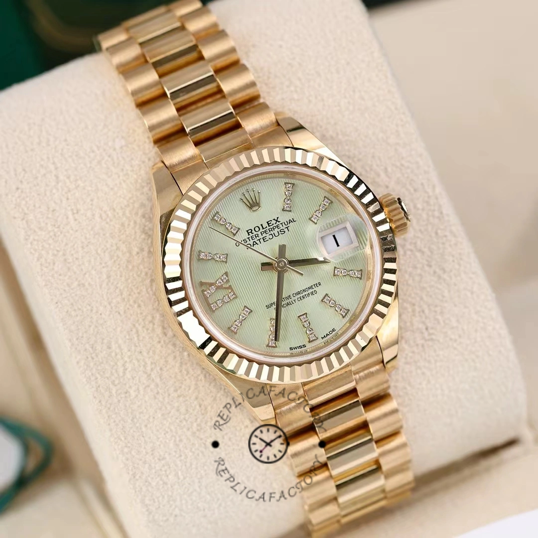 Rolex Datejust 279178 Linden Green Dial Fluted Bezel 28mm Lady Replica Watch
